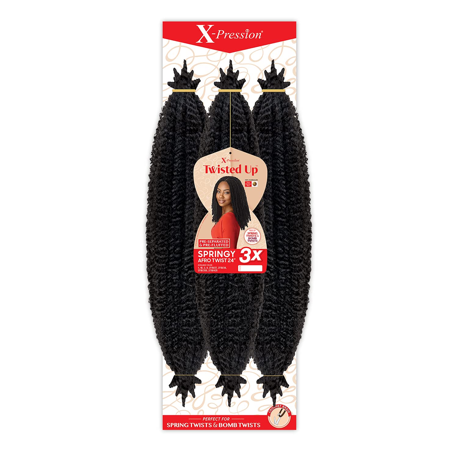 24-Inch X-Pression Twisted Up 3X Springy Afro Twist Crochet Braids