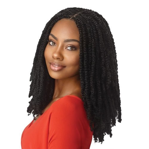 24-inch Outre X-Pression Twisted Up Springy Afro Twist crochet braids for a voluminous look.