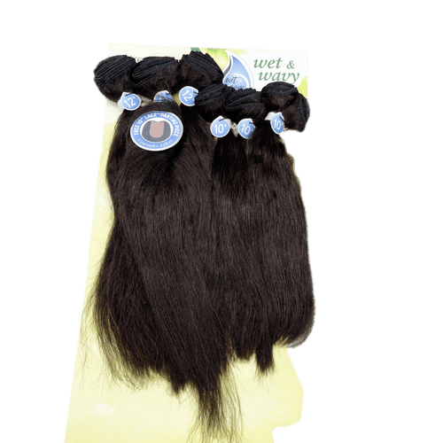 Close up of 100% Brazilian unprocessed human hair bundle, 10-12 inches