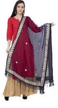 Navy blue organza dupatta featuring intricate Gotta Patti work