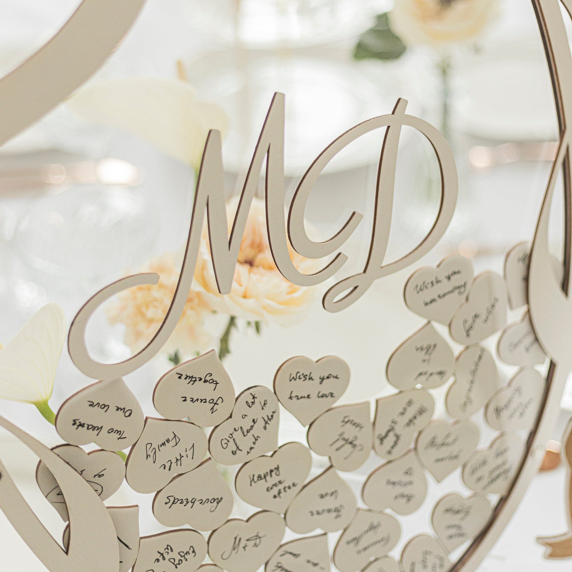 Modern Oval Guest Book - Neutral Wood & Acrylic Wedding Sign