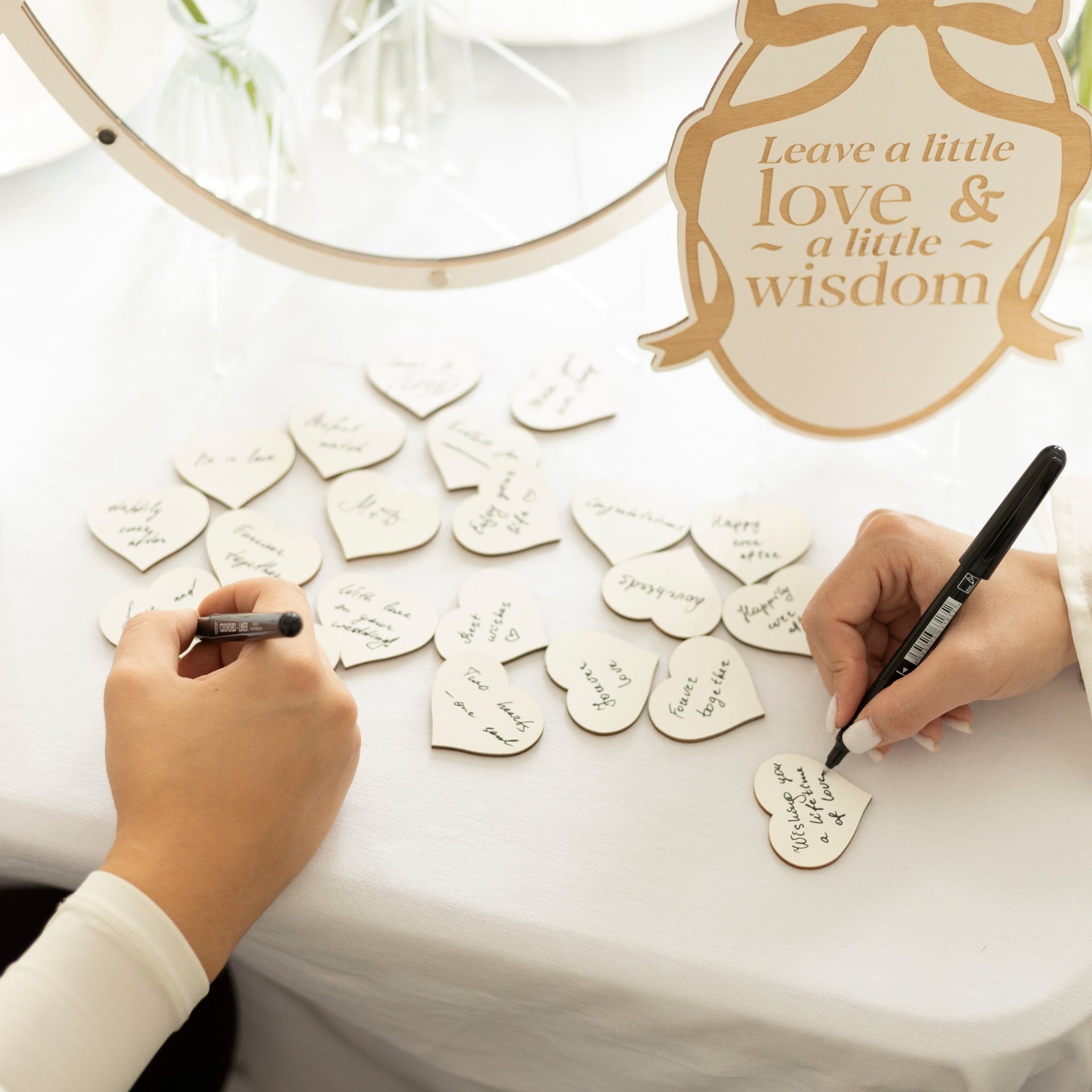 Modern Oval Guest Book - Neutral Wood & Acrylic Wedding Sign