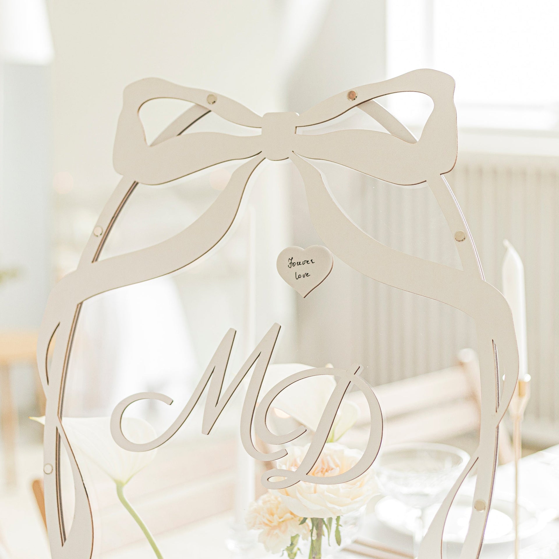 Modern Oval Guest Book - Neutral Wood & Acrylic Wedding Sign