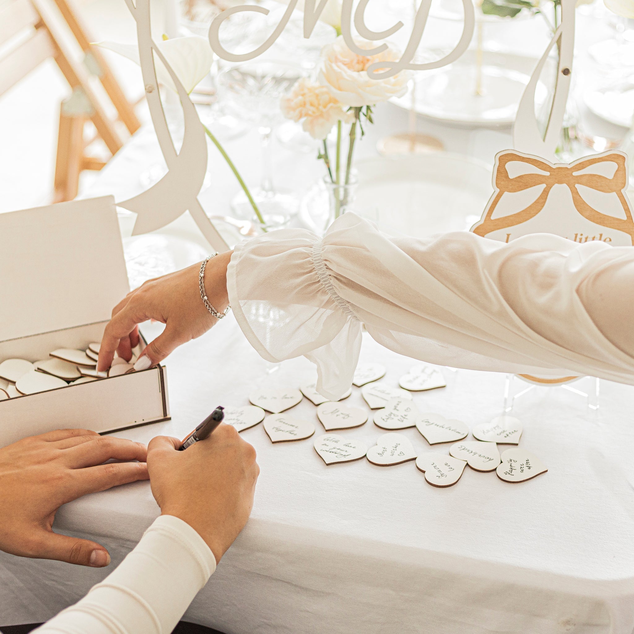 Modern Oval Guest Book - Neutral Wood & Acrylic Wedding Sign