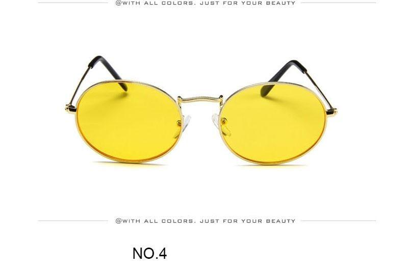 Unisex Vintage Oval Sunglasses Retro Metal Frame Designer Shades