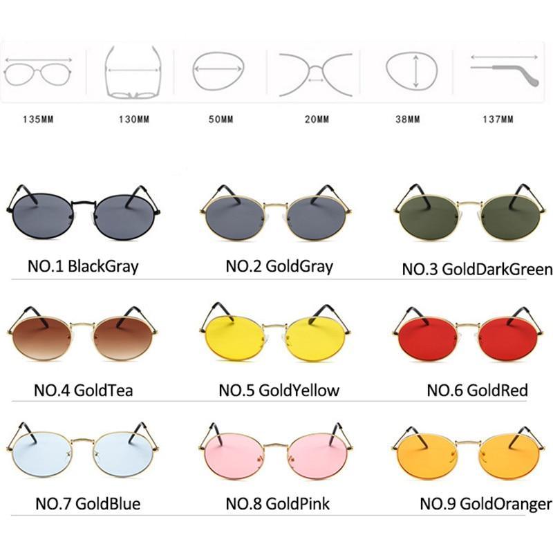 Unisex Vintage Oval Sunglasses Retro Metal Frame Designer Shades
