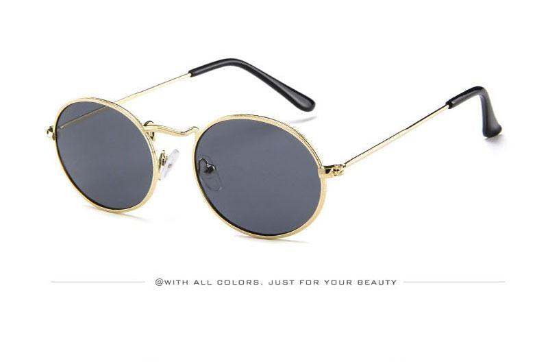 Unisex Vintage Oval Sunglasses Retro Metal Frame Designer Shades