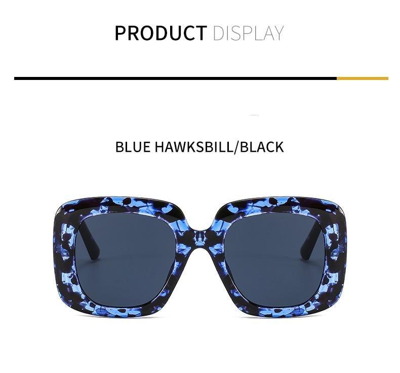 Oversized Leopard Print Square Gradient Sunglasses