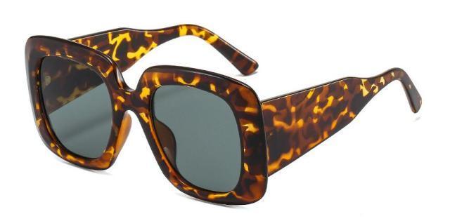 Oversized Leopard Print Square Gradient Sunglasses