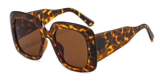 Oversized Leopard Print Square Gradient Sunglasses