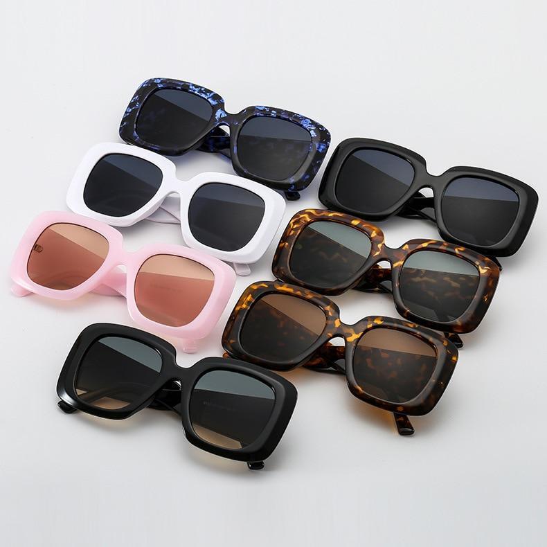 Oversized Leopard Print Square Gradient Sunglasses