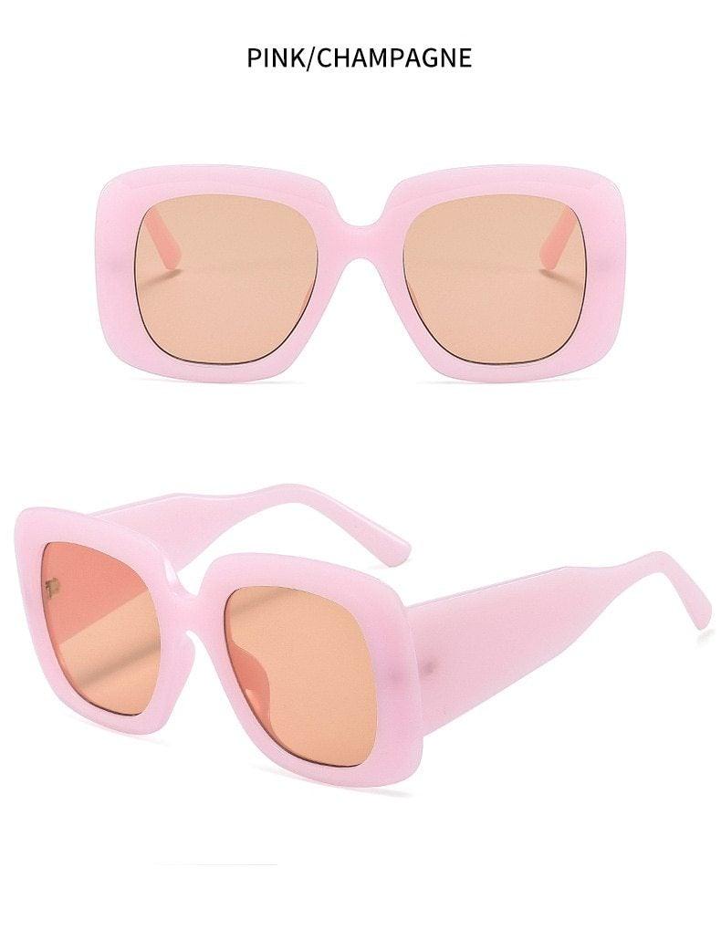 Oversized Leopard Print Square Gradient Sunglasses