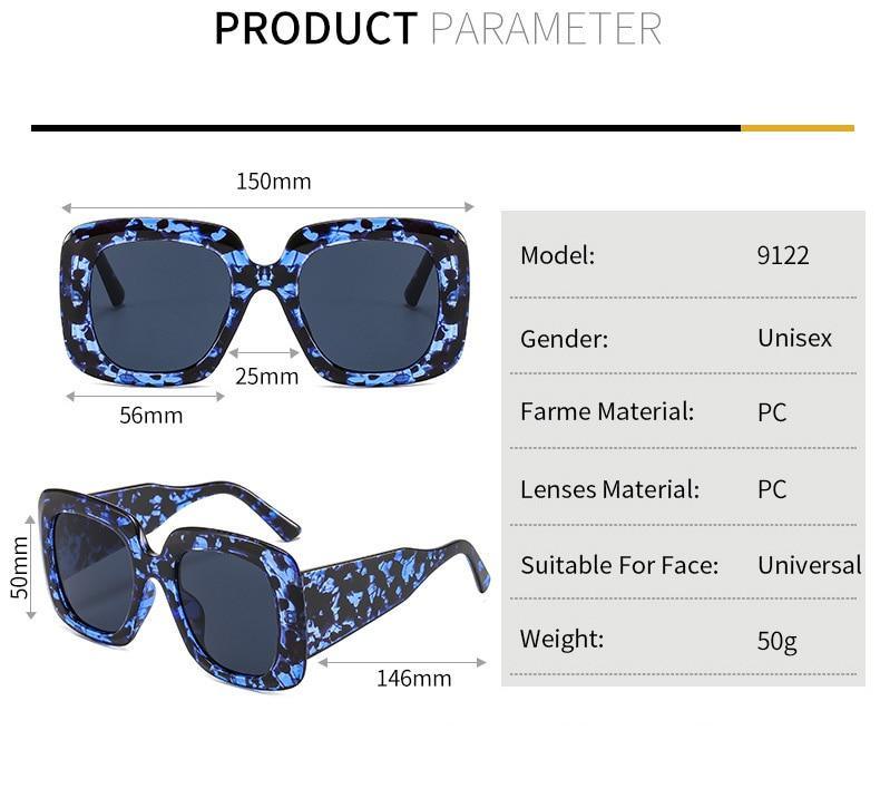 Oversized Leopard Print Square Gradient Sunglasses