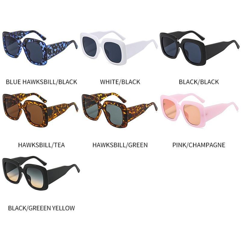 Oversized Leopard Print Square Gradient Sunglasses