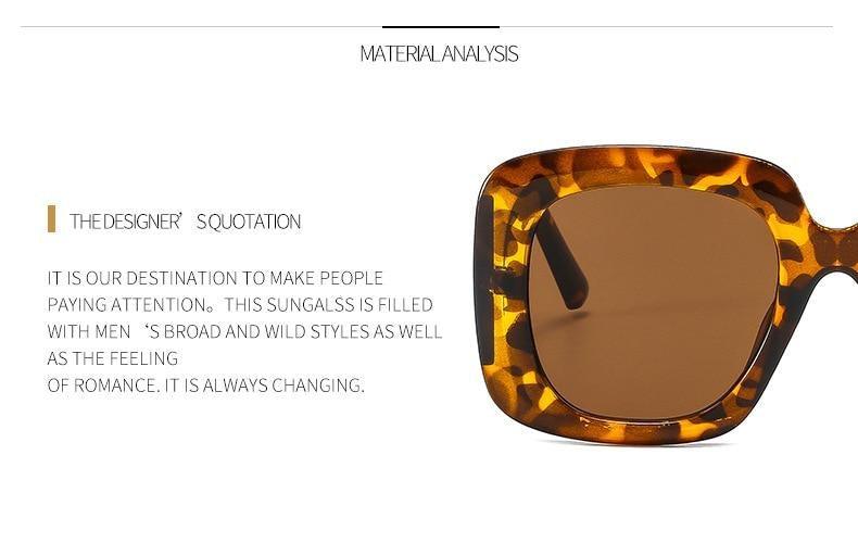 Oversized Leopard Print Square Gradient Sunglasses