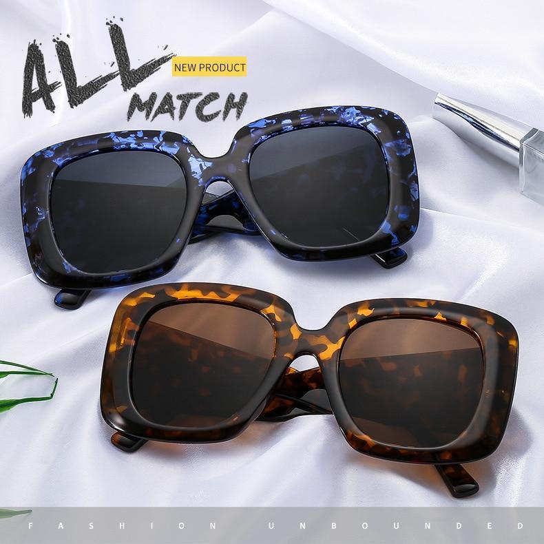 Oversized Leopard Print Square Gradient Sunglasses