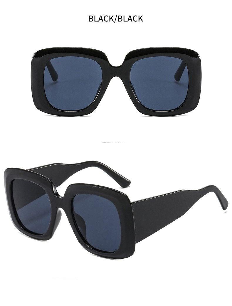 Oversized Leopard Print Square Gradient Sunglasses