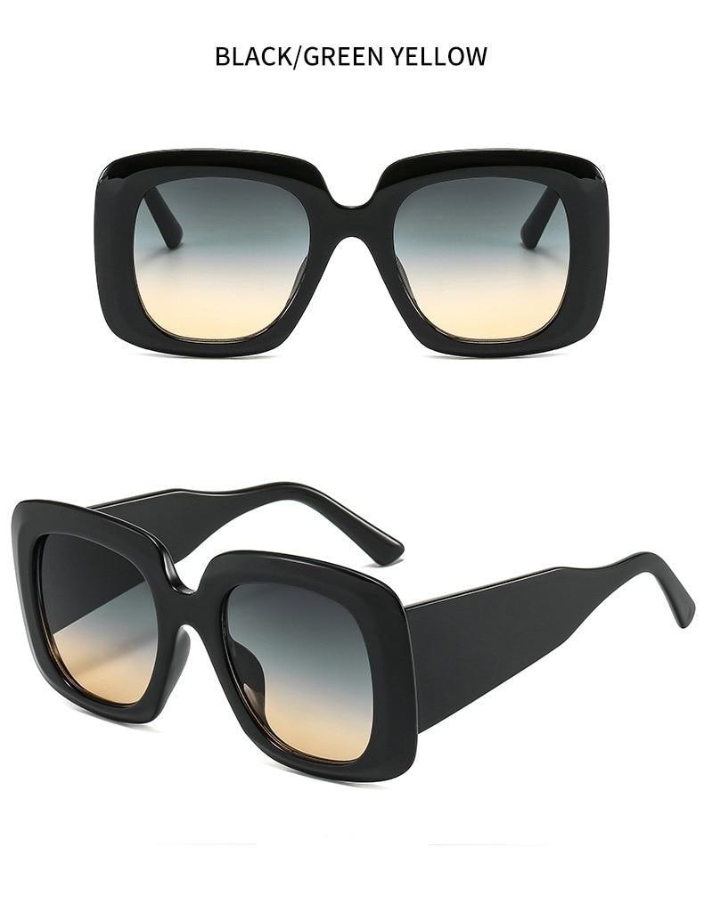 Oversized Leopard Print Square Gradient Sunglasses