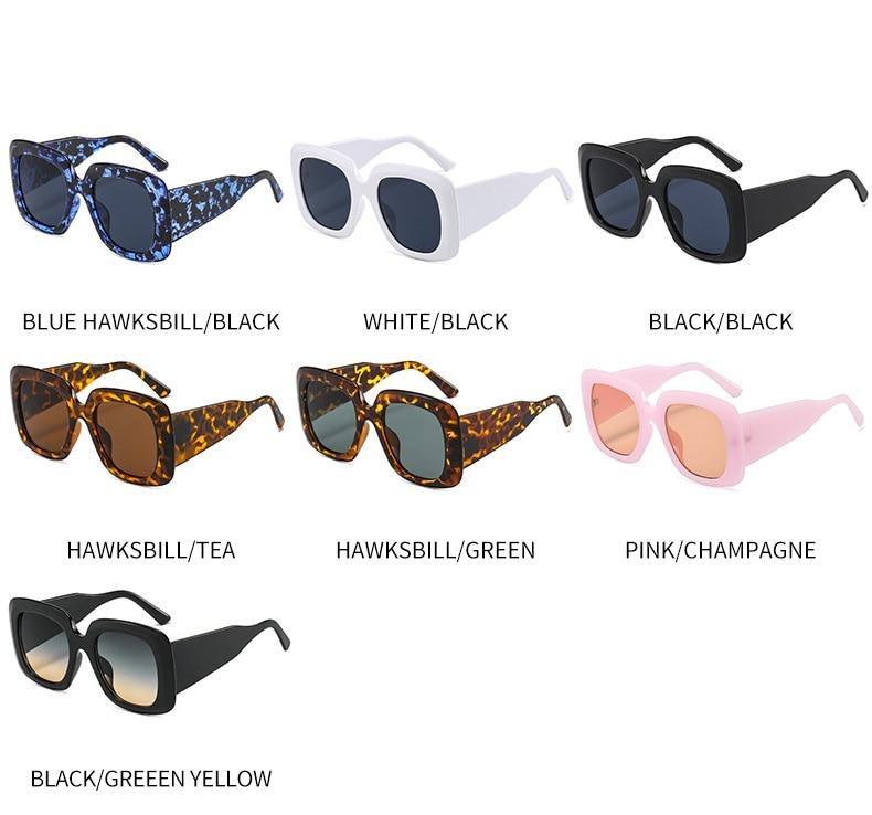Oversized Leopard Print Square Gradient Sunglasses
