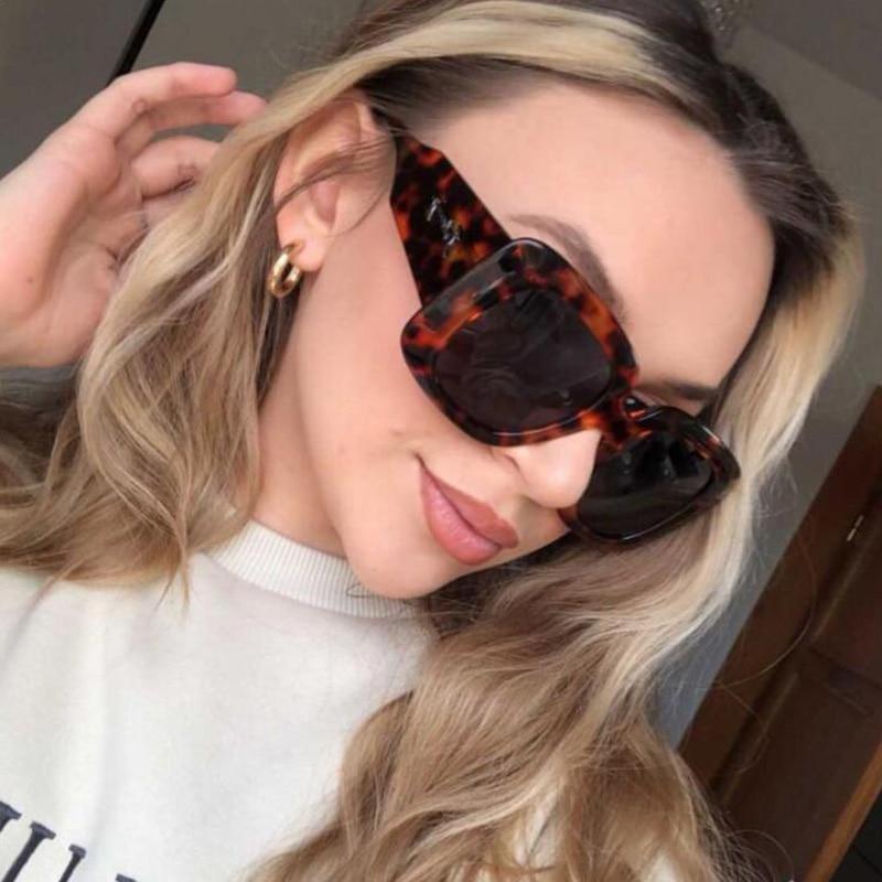Oversized leopard print square sunglasses with gradient lenses