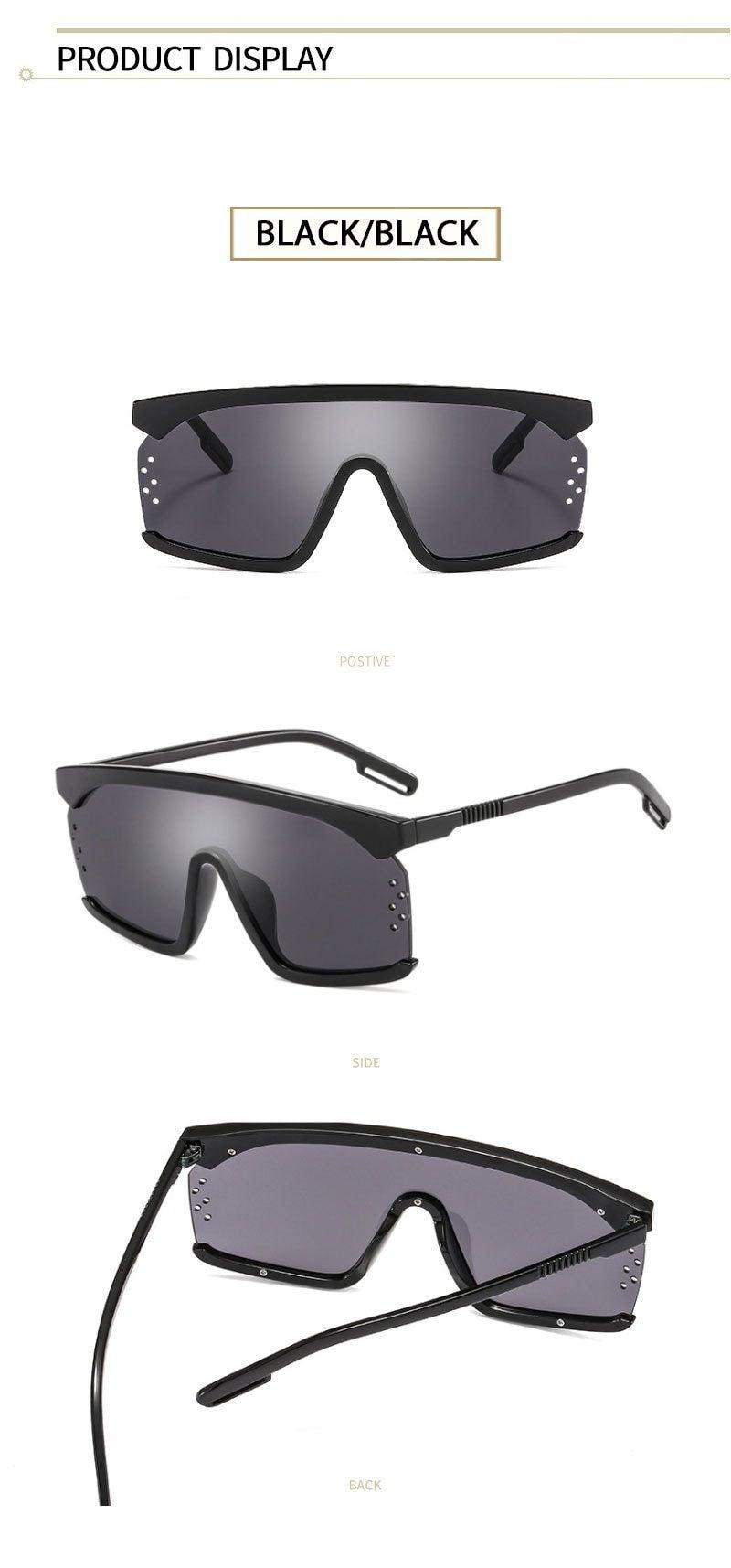 Oversized Square Rimless Sunglasses Fashionable Shield Shades