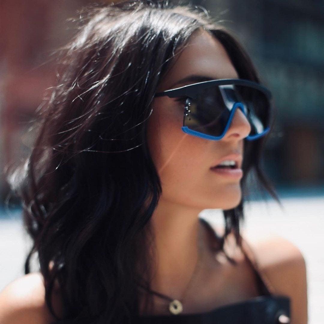 Oversized Square Rimless Sunglasses Fashionable Shield Shades