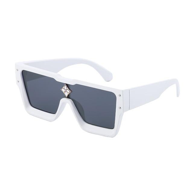 Retro Oversized Square Sunglasses with Silver Mirror Lenses
