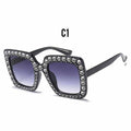 Oversized Square Crystal Sunglasses for Women Retro Diamond Shades