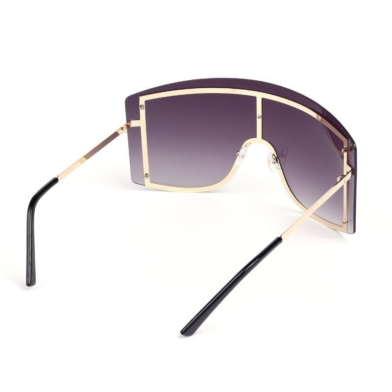 Oversized Blue & Yellow Gradient Rimless Metal Sunglasses