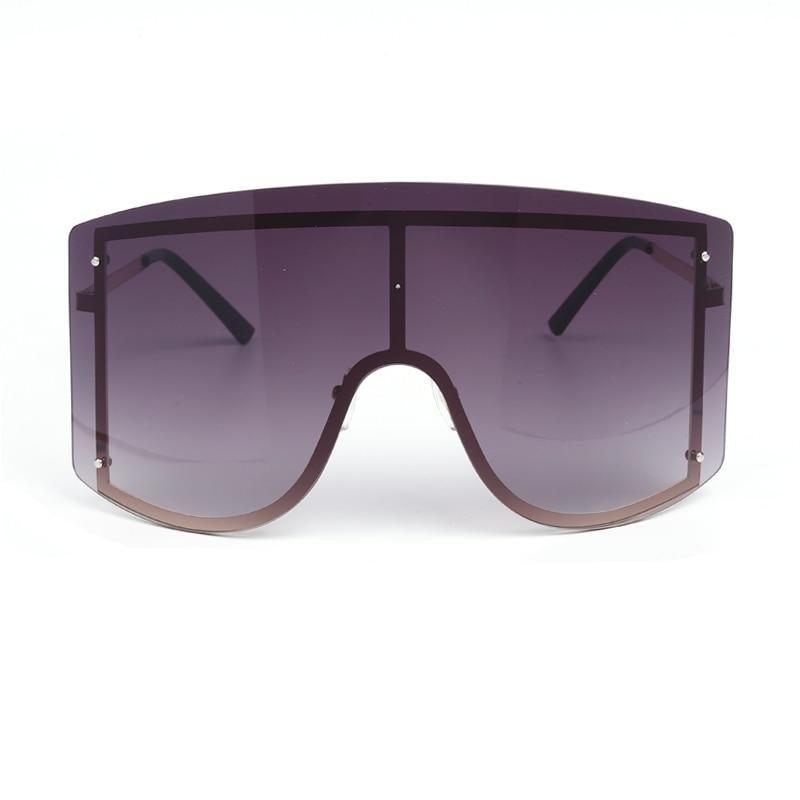 Oversized Blue & Yellow Gradient Rimless Metal Sunglasses