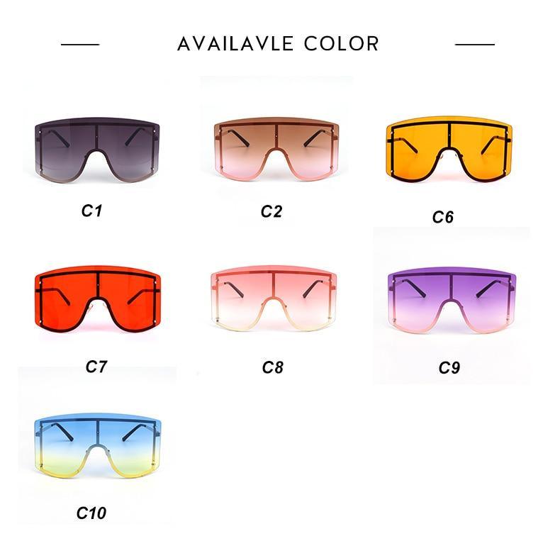 Oversized Blue & Yellow Gradient Rimless Metal Sunglasses