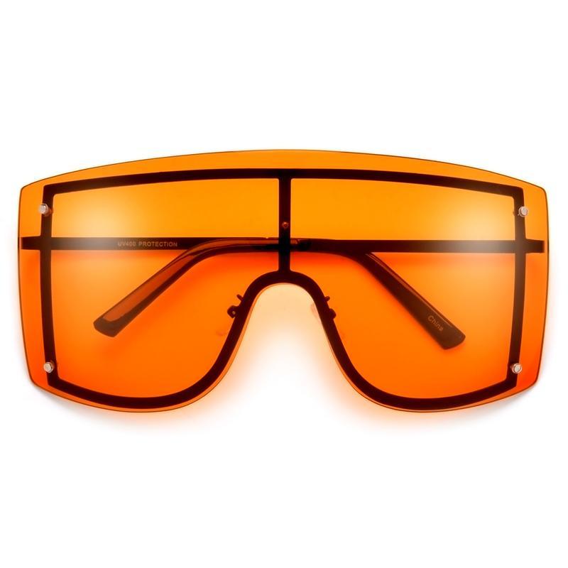 Oversized Blue & Yellow Gradient Rimless Metal Sunglasses