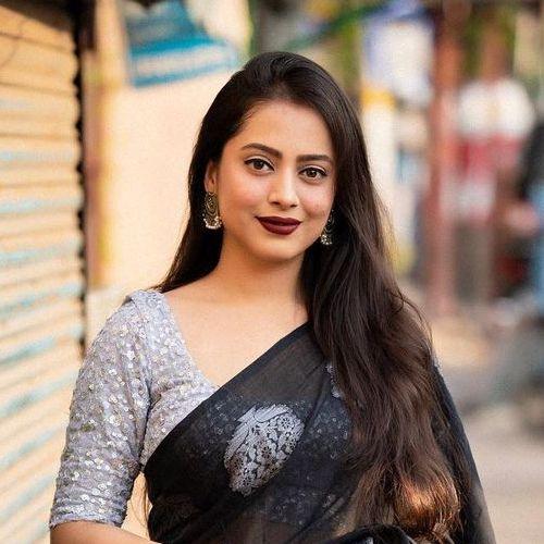 Black Pure Linen Saree with Zari Jacquard and Embroidered Blouse
