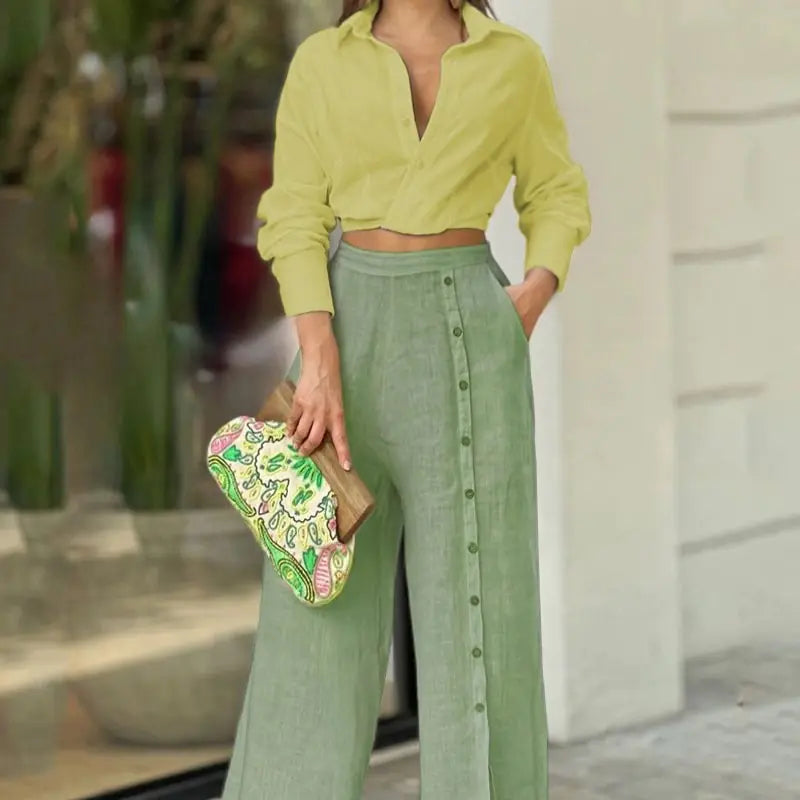 2022 Women's Casual Two-Piece Set: Shirt and Pants