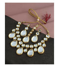 White Kundan stone necklace set with elegant gold-plated finish