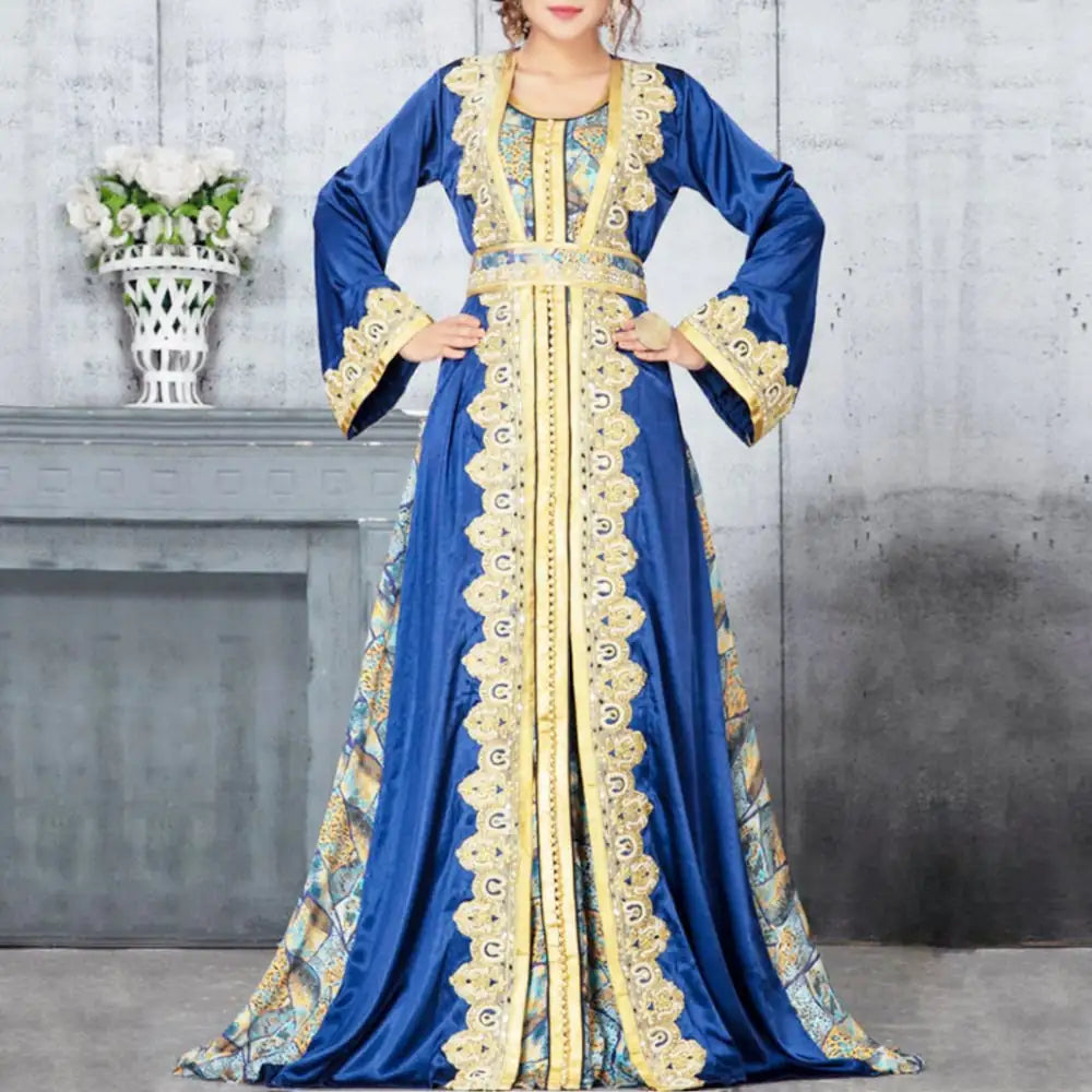 Middle Eastern Printed Muslim Robe Dress