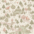 Aubrette Whimsical Storybook Wallpaper - Green, Pink & Beige