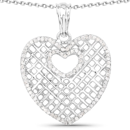 0.52 Carat Genuine White Diamond .925 Sterling Silver Pendant
