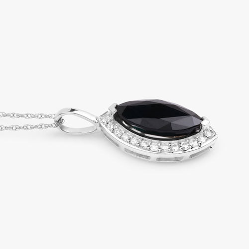 2.29 Carat Genuine Blue Sapphire and White Diamond 10K White Gold Pendant