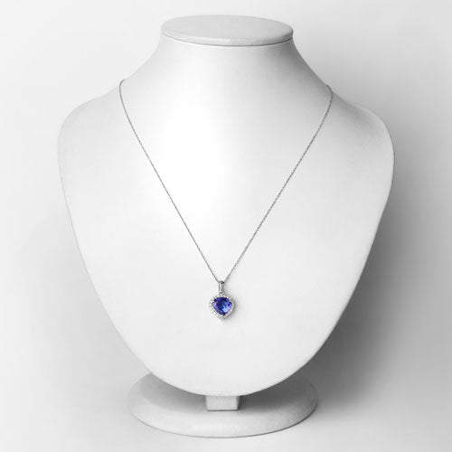 2.53 Carat Genuine Tanzanite and White Diamond 14K White Gold Pendant