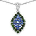 1.40 Carat Genuine Tanzanite and Chrome Diopside .925 Sterling Silver Pendant