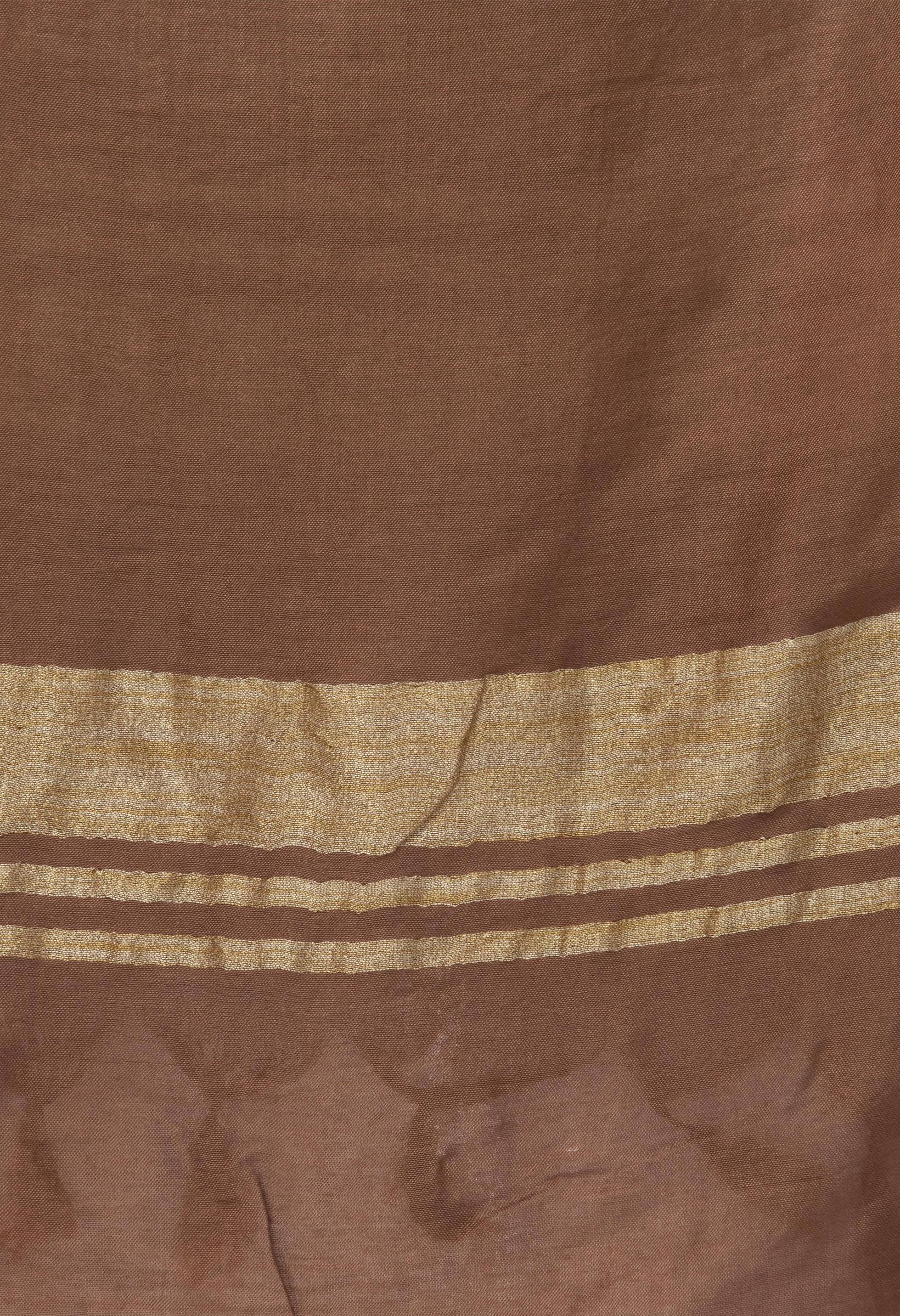 Brown Slub Cotton Dupatta - Elegant Ethnic Scarf