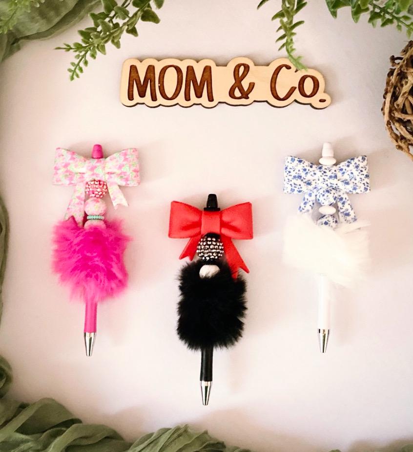 Bow Top Fluffy Pens