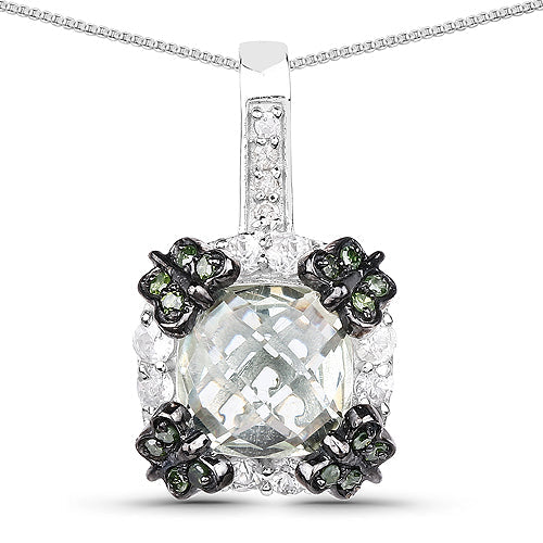 2.72 Carat Genuine Multi Stones .925 Sterling Silver Pendant