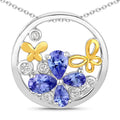 1.33 Carat Genuine Tanzanite and White Topaz .925 Sterling Silver Pendant