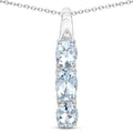 0.95 Carat Genuine Aquamarine and White Diamond .925 Sterling Silver Pendant