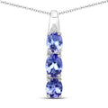 1.11 Carat Genuine Tanzanite and White Diamond .925 Sterling Silver Pendant