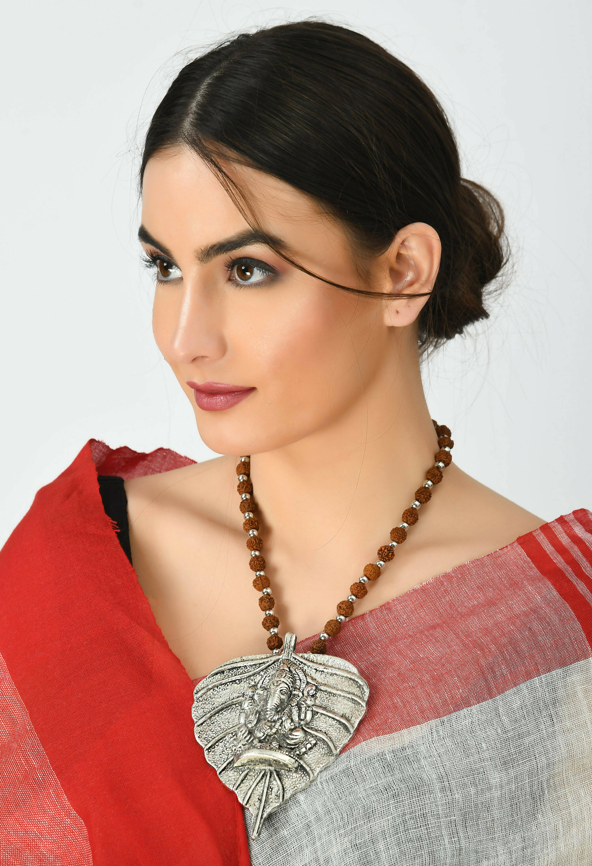 Oxidised Silver-Plated Brass Ganesha Long Necklace
