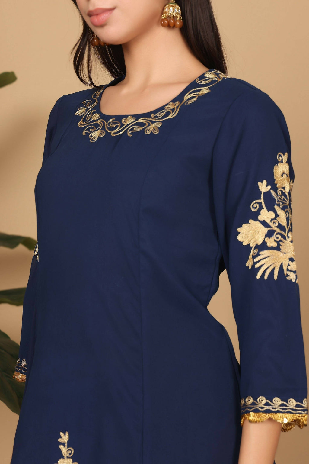 Navy Blue Georgette Kurta Set for Women - Elegant Ethnic Wear