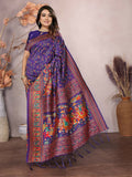 Joban Fashion Purple Meena Weaves Pashmina Sarees
